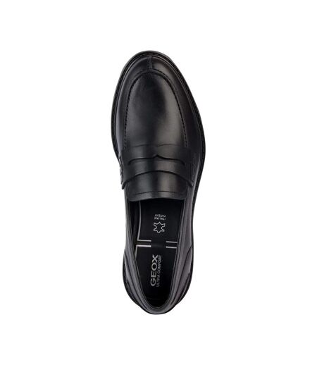 Womens/ladies Walk Pleasure Leather Moccasins Black Geox