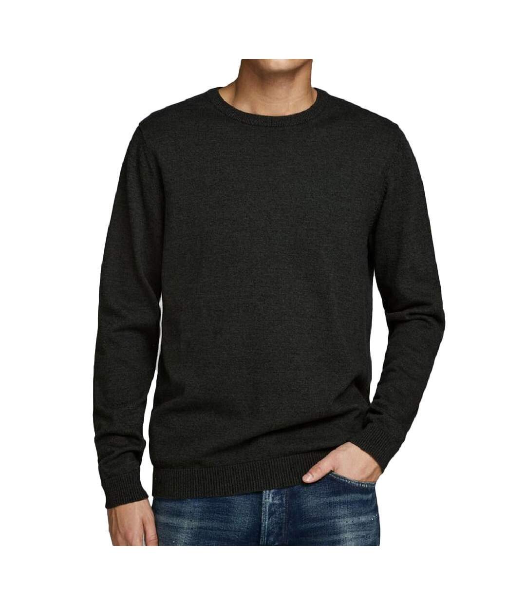 Pull Gris Foncé Homme Jack & Jones Basic Knit - L