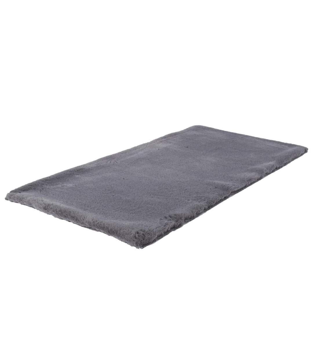 Tapis Imitation Fourrure Fin 60x110cm Gris-2