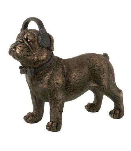 Statuette Déco Bulldog avec Casque 28cm Marron