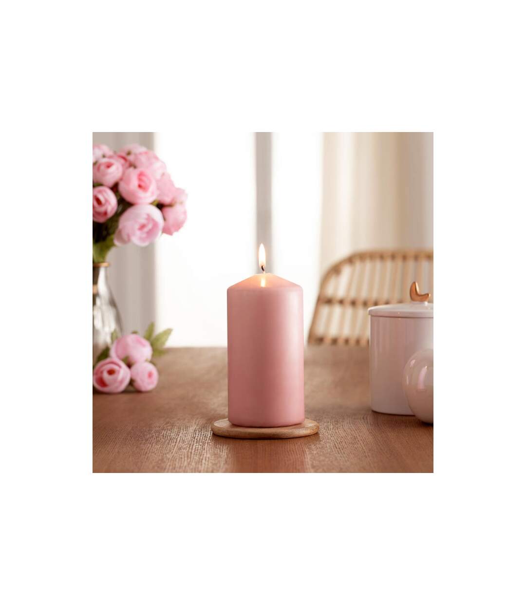 Bougie Parfumée Ronde 14cm Rose-3