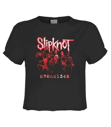 Womens/ladies Code Slipknot Crop Top Charcoal Amplified