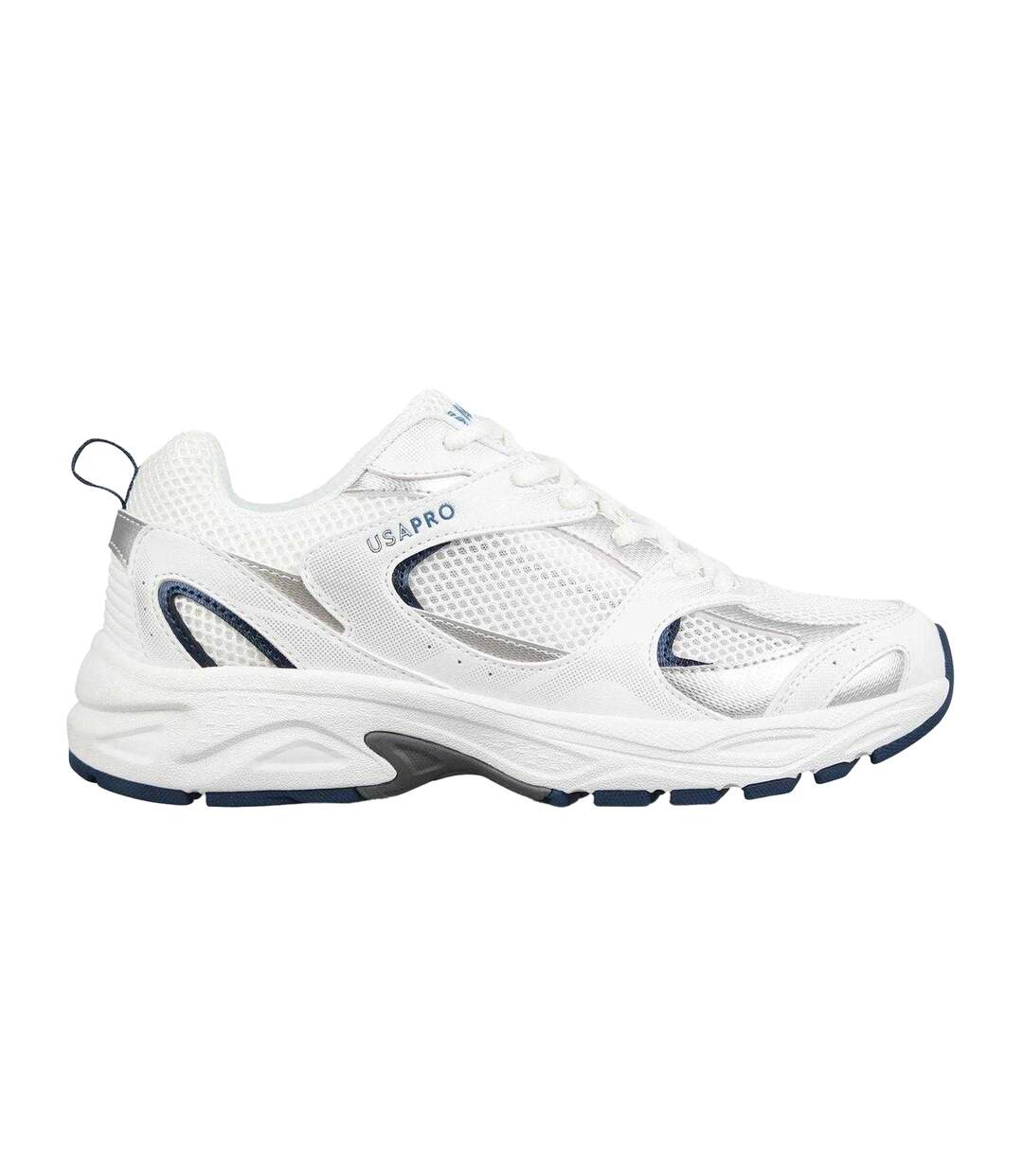 Womens/ladies Pro Mira Synthetic Leather Trainers White Navy USA Pro-1