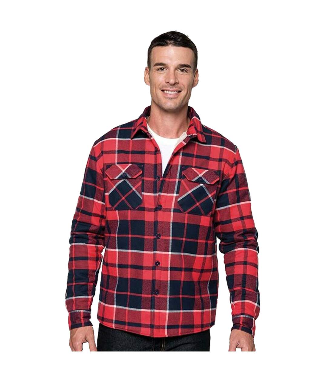 Chemise sherpa homme rouge/ bleu Kariban-4