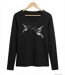 Mayflower NAWA1 : Tee-shirt manches longues noir avec sérigraphie colibri-2