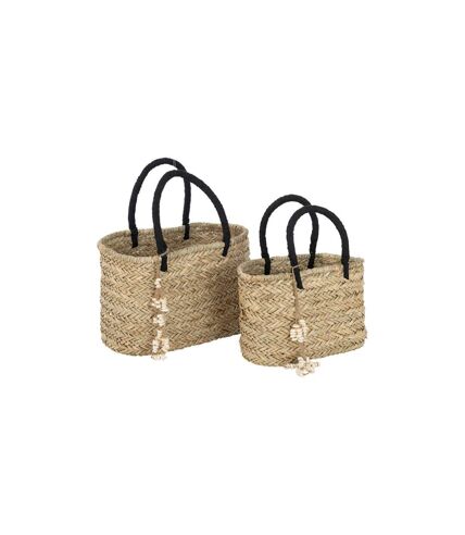 Sac de Plage Coquillages 46cm Naturel & Noir