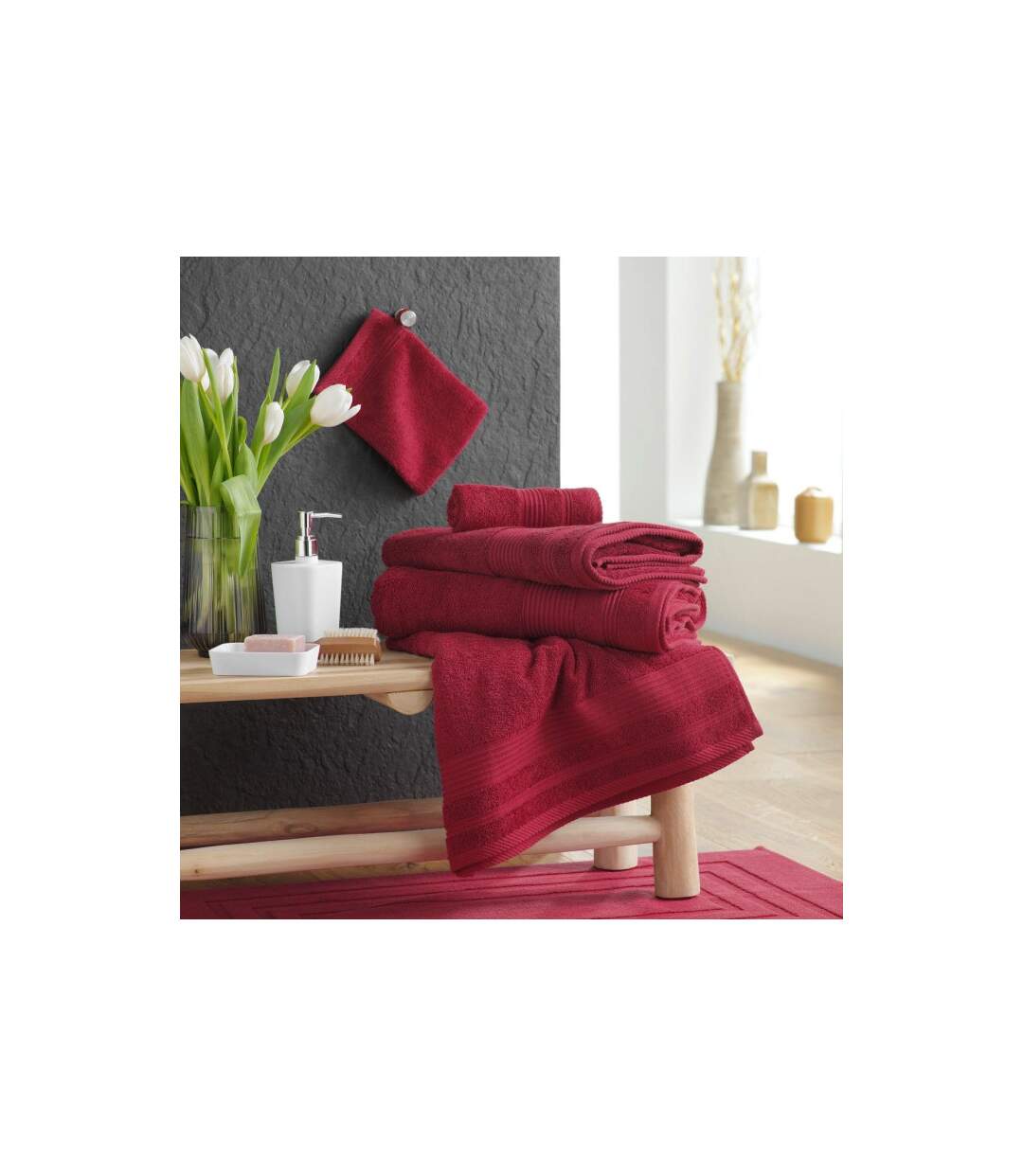 Drap de Douche Tendresse 70x130cm Rubis-3