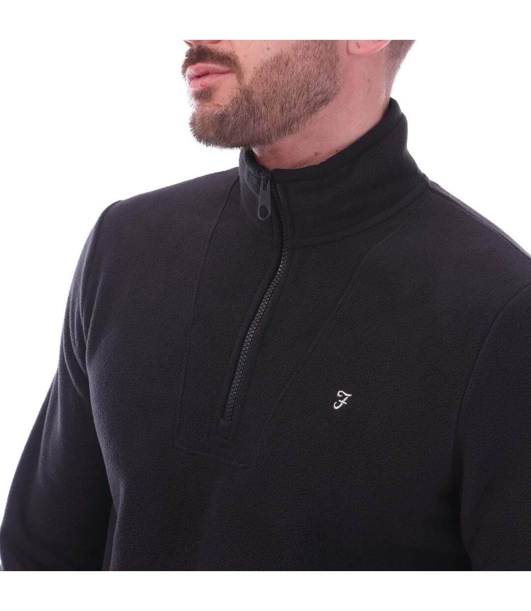Mens Rush Quarter Zip Fleece Top Navy Farah-4