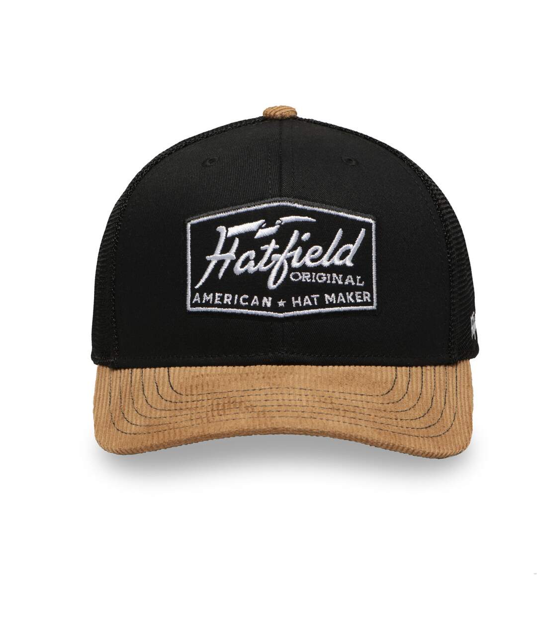 Casquette trucker avec filet bi-matière semi curved et patch Hatmaker Hatfield-1