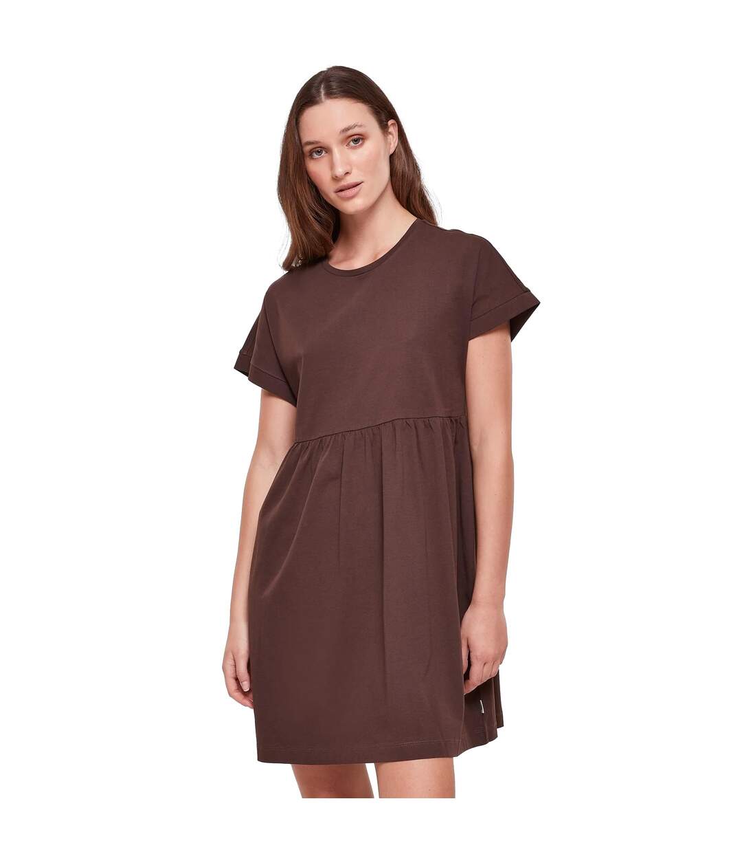 Robe t-shirt empire valance femme marron Urban Classics-3