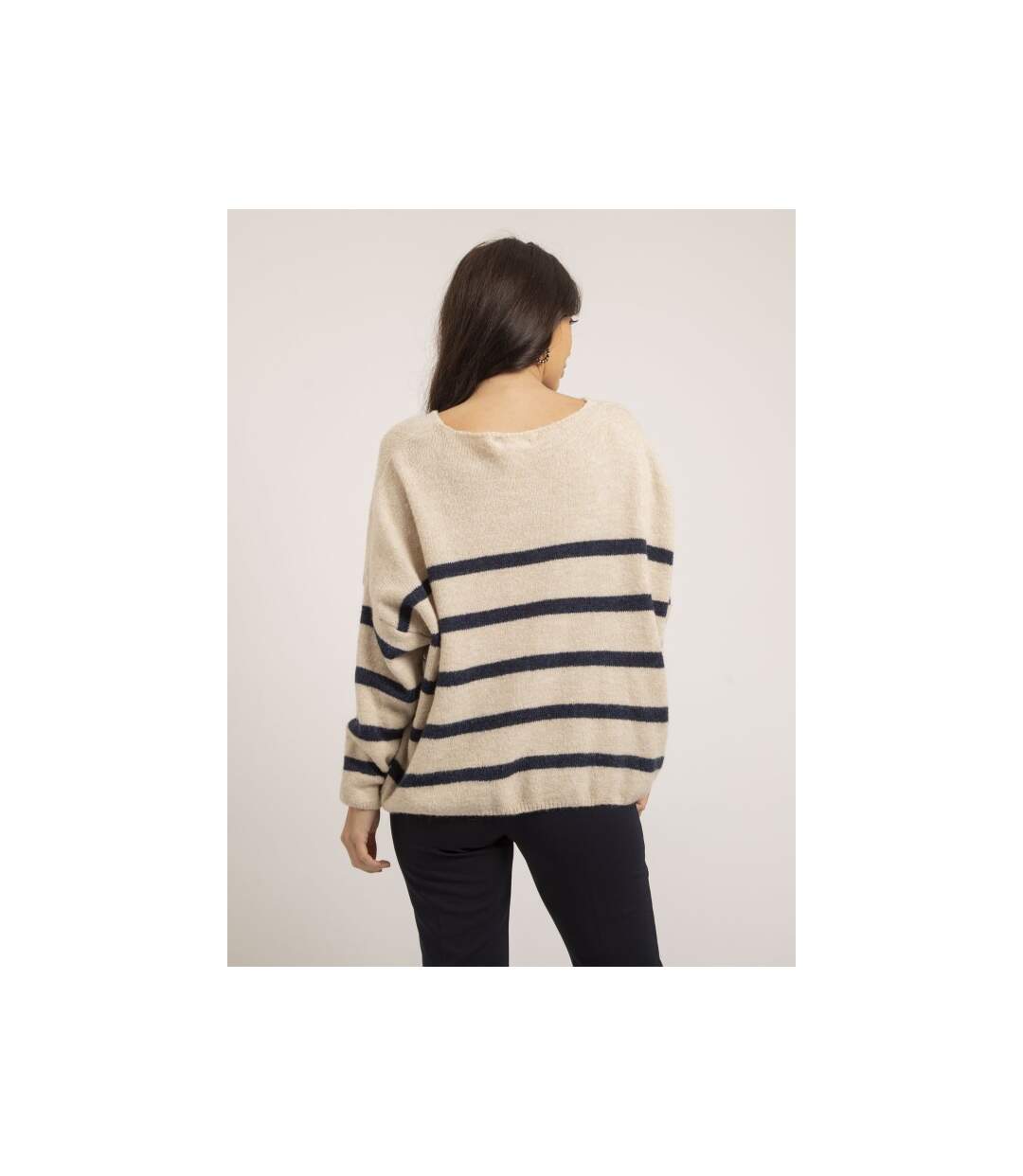 Pull col V rayures KLERVI - Dona X Lisa-2