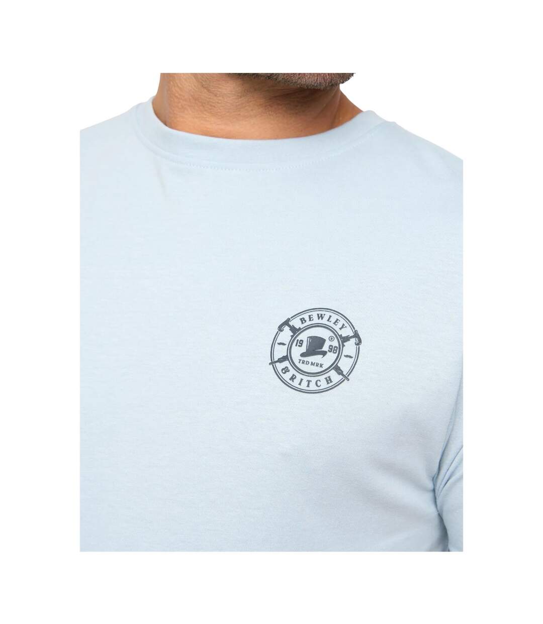 Mens Arkley Embroidered Logo Soft T-shirt Blue Bewley & Ritch-4