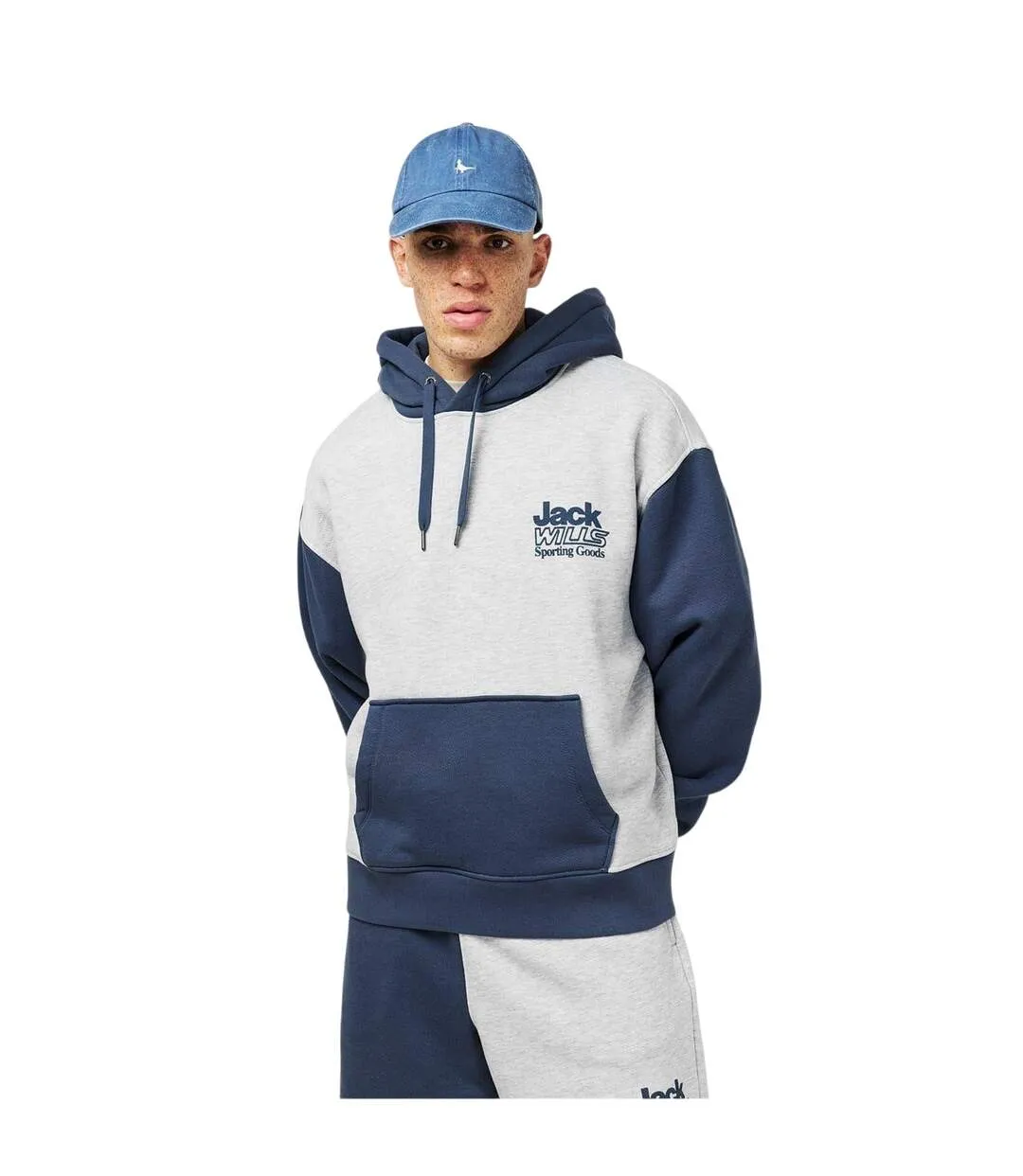 Mens Outline Colour Block Regular Hoodie Ice Marl Jack Wills-1