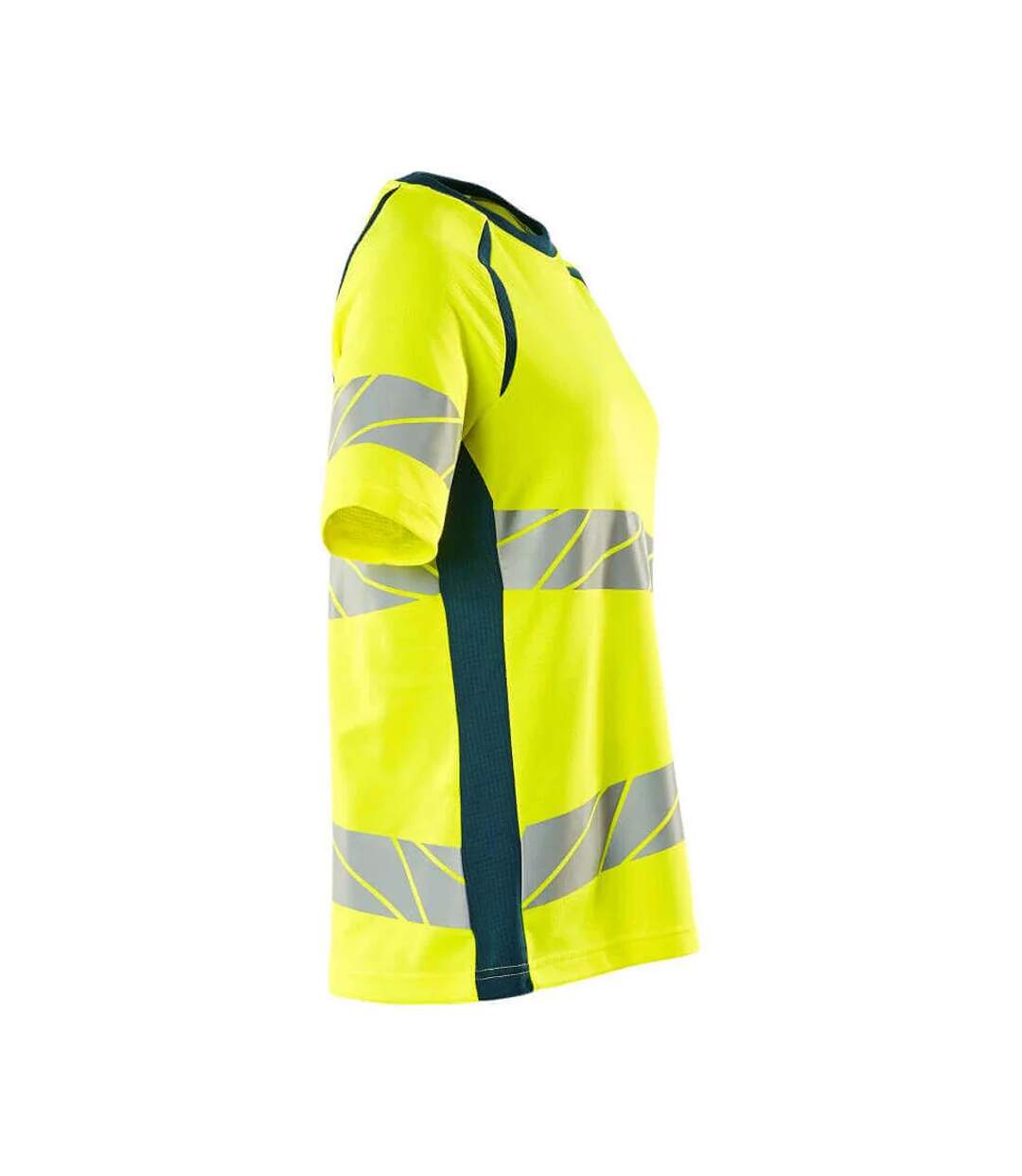 T-shirt Accelerate Safe Femme Jaune Fluo Bleu Pétrole Mascot-3