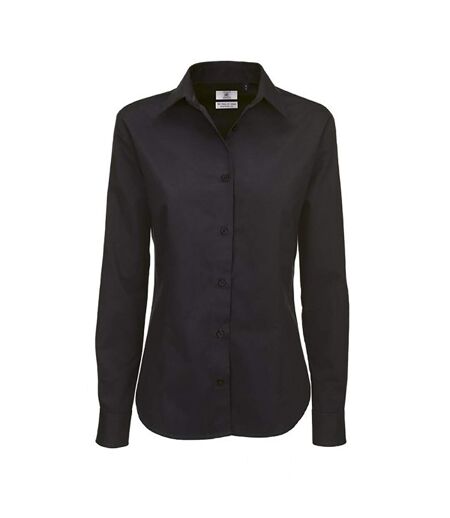 B&c Womens/ladies Sharp Chemise En Sergé À Manches Longues Noir B And C
