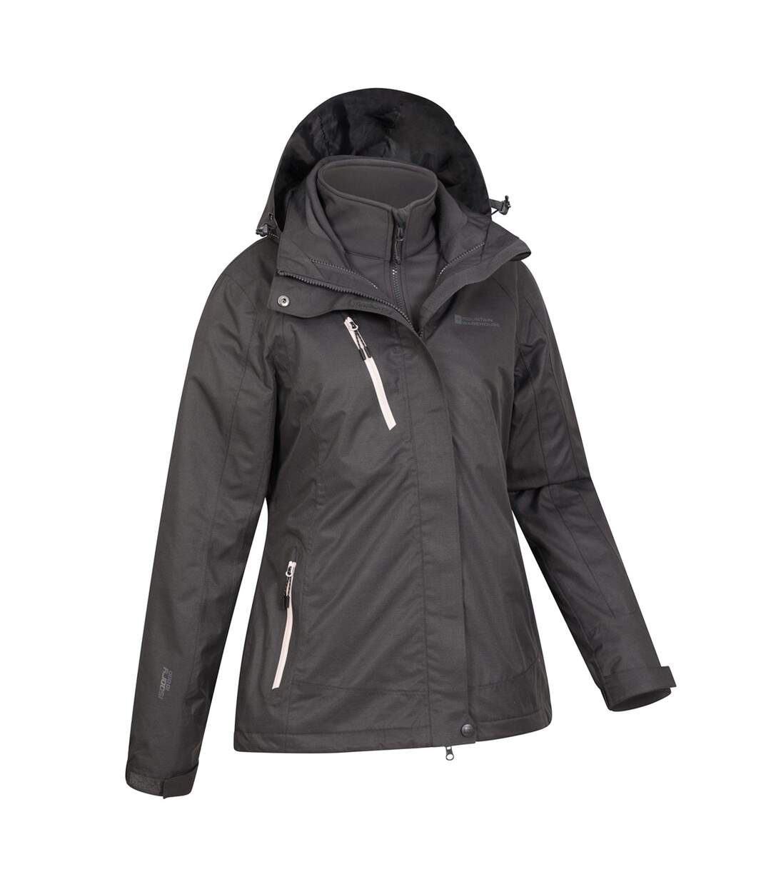 Womens/ladies Bracken Melange 3 In 1 Jacket Black Mountain Warehouse-4