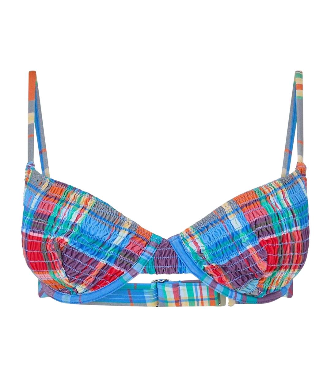 Womens/ladies Glen Plaid Bikini Top Multicoloured Ralph Lauren-1
