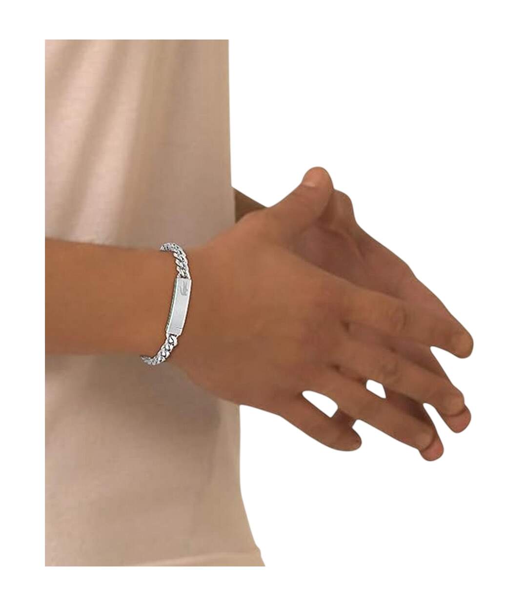 Mens Black Ion Plating Stainless Steel Bracelet One Size Silver Lacoste-3