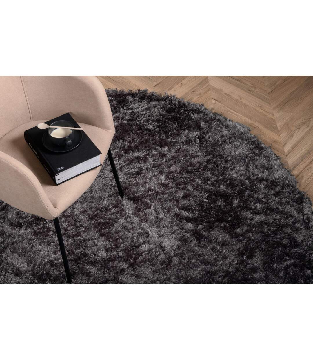Tapis Rond Design Natta 200cm Gris Foncé-5