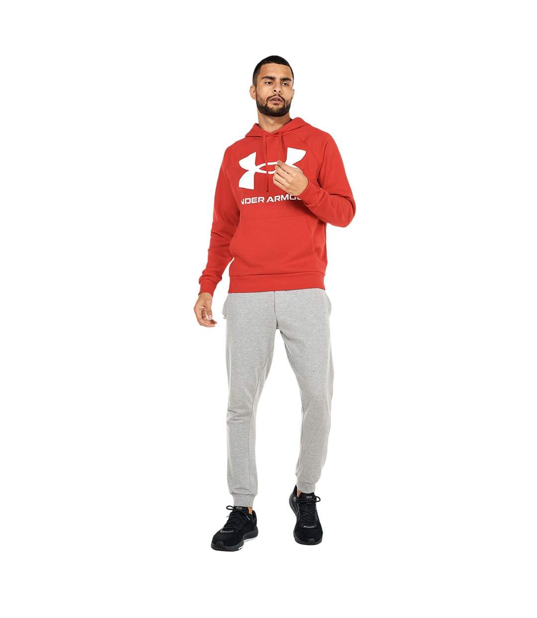 Sweat À Capuche Entraînement Style Gros Logo Rival Homme Rouge Vif Under Armour-4