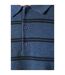 Mens stripe knitted long-sleeved polo shirt blue Maine