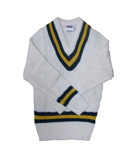 Pull homme blanc éteint/vert/ambre Carta Sport