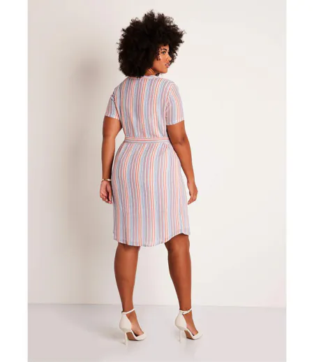 Robe droite courte rayée brillant