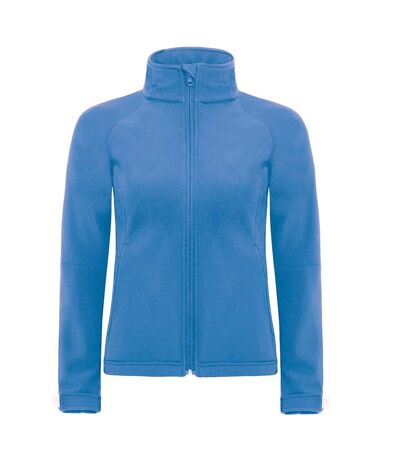 B&C Womens Hooded Premium Softshell Jacket (Windproof, Waterproof & Breathable) (Azure Blue)
