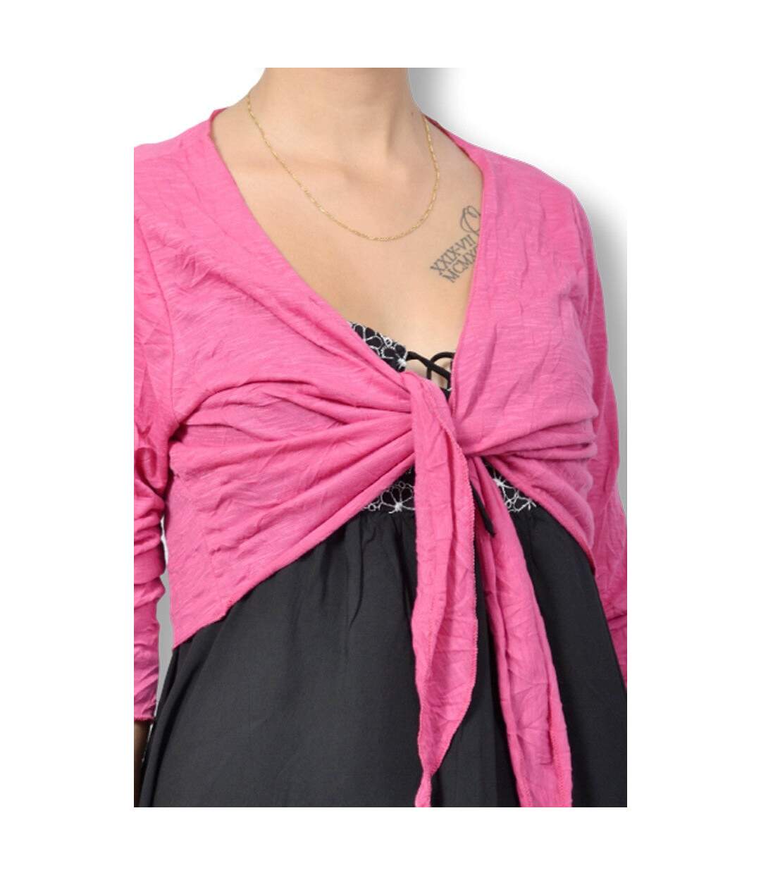 Gilet femme manches 3/4 - Couleur fushia-4