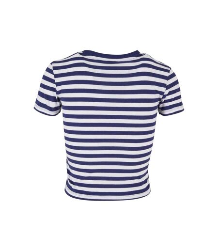 T-shirt Motif/style Rayé Femme Blanc Bleu Foncé Urban Classics