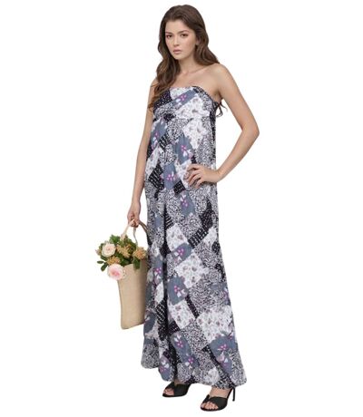 Robe longue bustier fleurie bleue - Chic et élégante pour vos sorties d'été