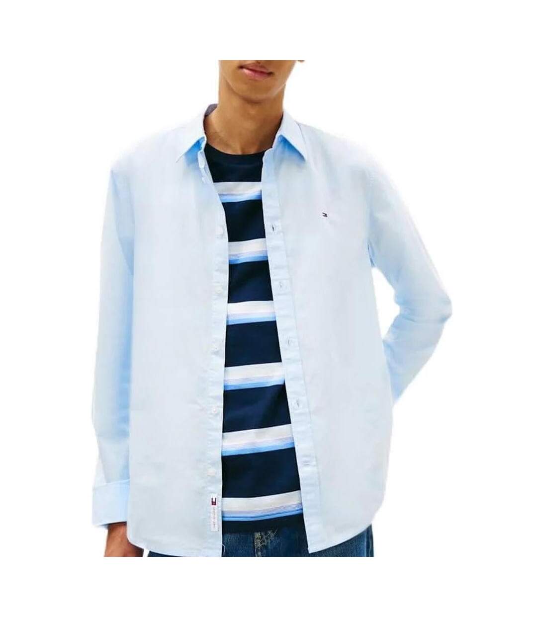 Chemise bleu clair homme tommy hilfiger poplin-1