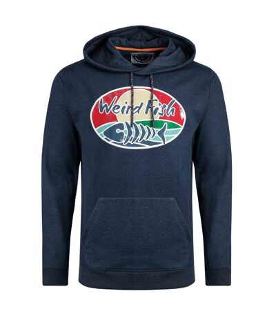 Mens bryant graphic print pull over hoodie navy Weird Fish
