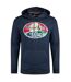 Mens bryant graphic print pull over hoodie navy Weird Fish-1
