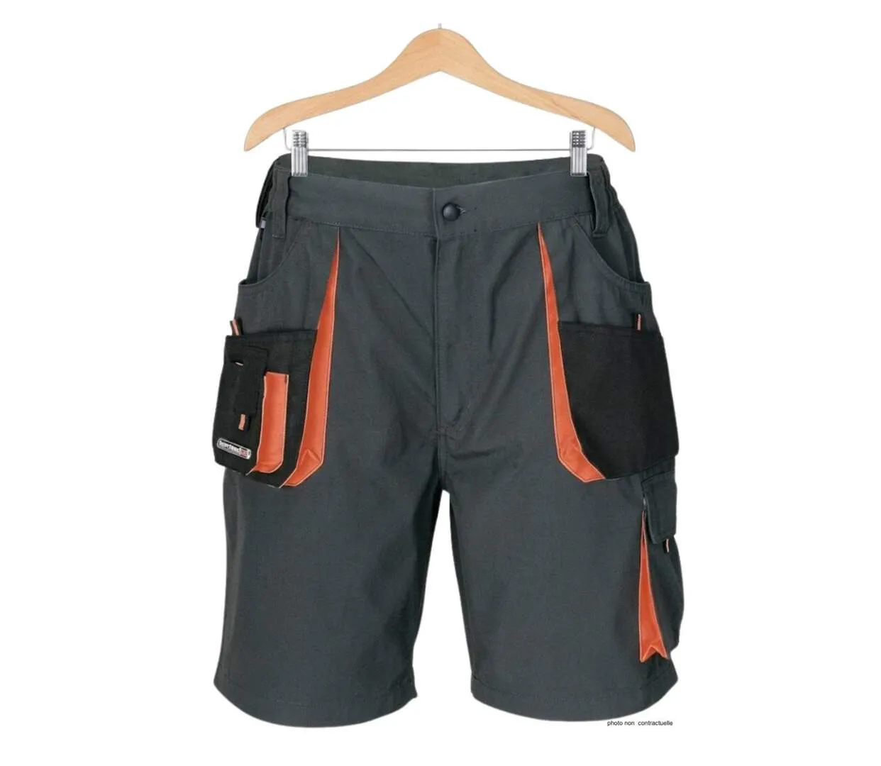 Bermuda de travail homme Terratrend 3231GN multi-poches gris et noir renforcé en tissu Oxford-2
