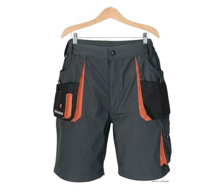 Bermuda de travail homme Terratrend 3231GN multi-poches gris et noir renforcé en tissu Oxford