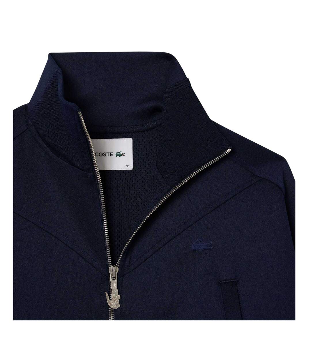 Womens/ladies Full Zip Crop Sweatshirt Navy Lacoste-2