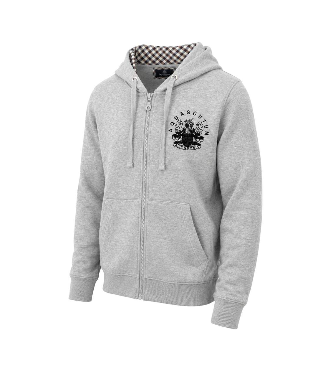 Mens Relaxed Fit Full Zip Hoodie Grey Aquascutum-3