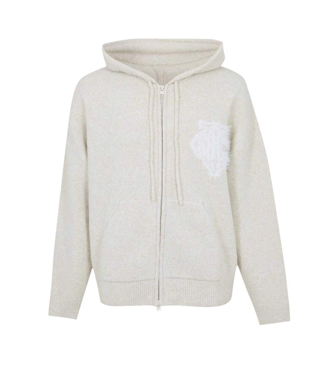 Mens Wool Blend Soft Full Zip Hoodie Beige Couture Club-2