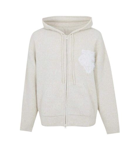 Mens Wool Blend Soft Full Zip Hoodie Beige Couture Club