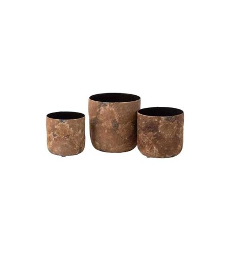 Lot de 3 Cache-Pots en Métal Effy 18cm Marron