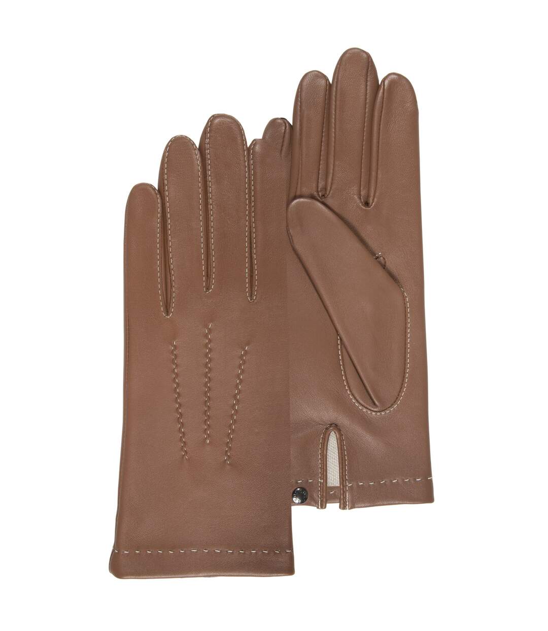 Isotoner Gants femme en cuir d'agneau pleine fleur, doublés soie, tendance et modernes-1