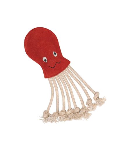 Inky the octopus suede rope dog toy one size red/beige Benji & Flo