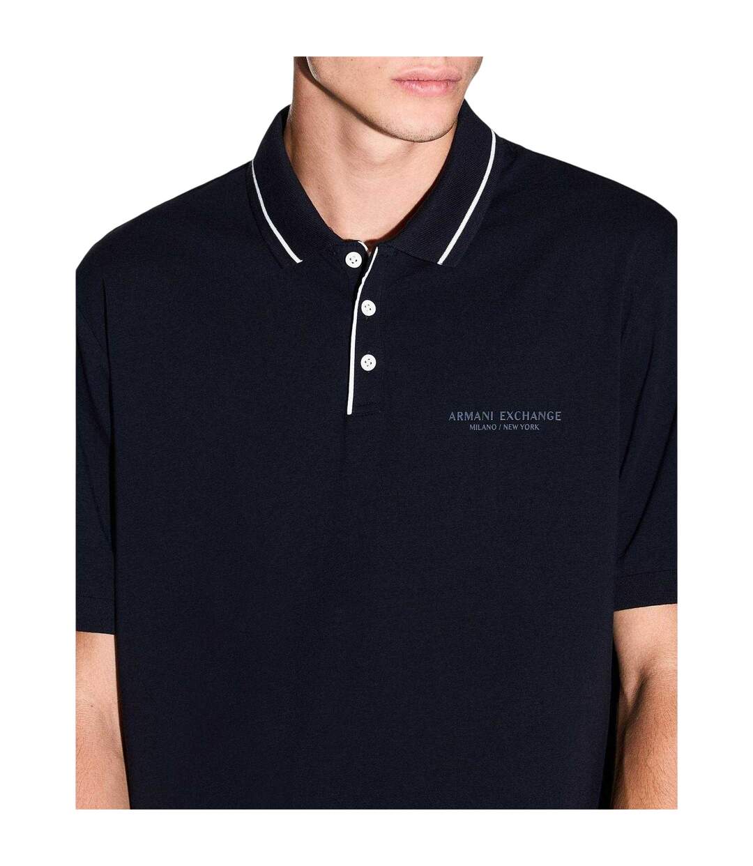 Polo Motif/style Rayure Contrastée Sur Bord Homme Bleu Marine Sombre Armani Exchange-4