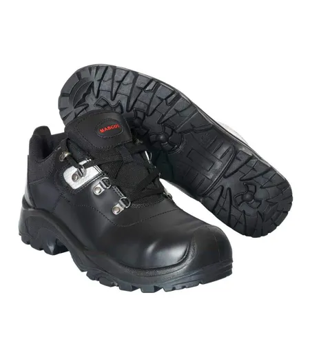 Mens Footwear Industry Full Grain Leather Safety Shoes Black Mascot