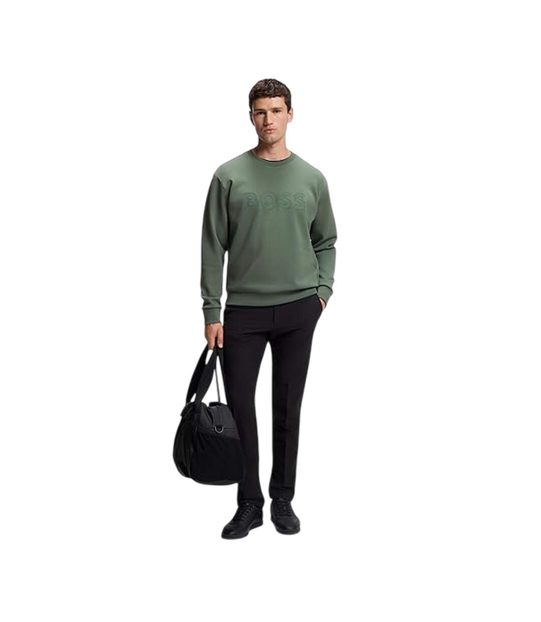 Mens Salbo Cotton Sweatshirt Green Boss-4