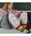 1 Pack Rainbow Striped Thermal Non Slip Slipper Socks for Winter-5