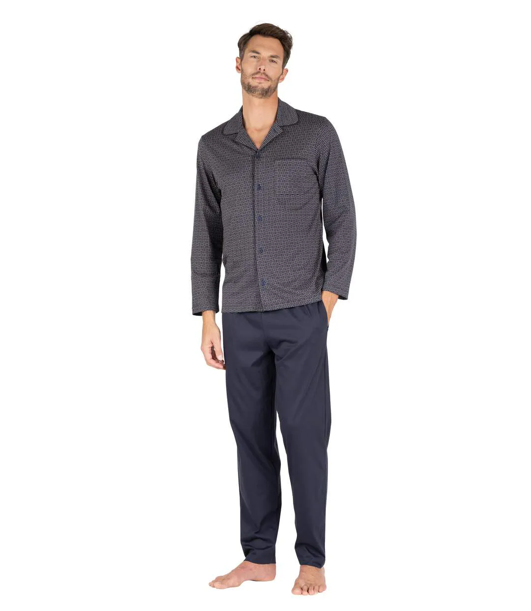 Pyjama long ouvert homme Mercerisé Eminence-5