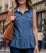 Axone Denim-Confort Tunique en jean bleu coupe ample pour un style quotidien 100% coton-1