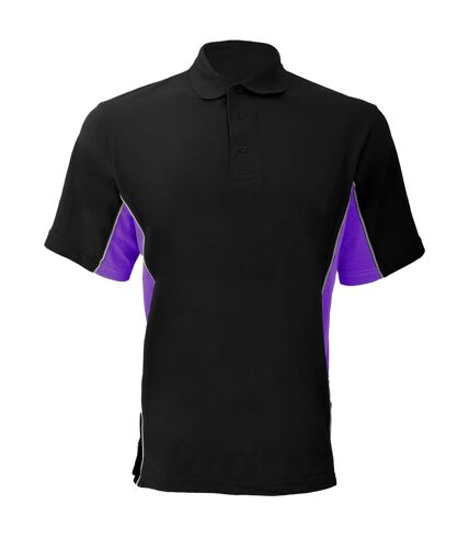 Gamegear® Mens Track Pique Short Sleeve Polo Shirt Top (Black/Purple/White) - UTBC412